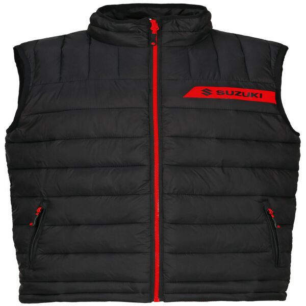Suzuki Suzuki Genuine Short Sleeve Gilet Black Red Quilted Body Warmer